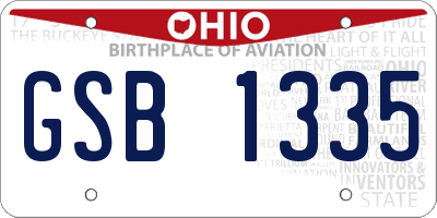 OH license plate GSB1335