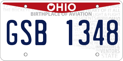 OH license plate GSB1348