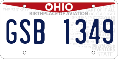 OH license plate GSB1349