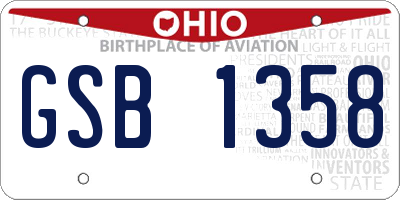 OH license plate GSB1358