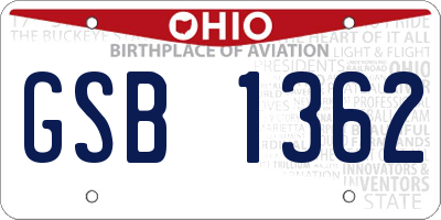 OH license plate GSB1362