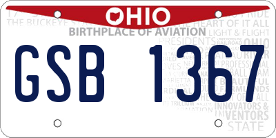 OH license plate GSB1367