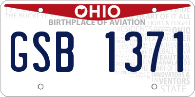 OH license plate GSB1371