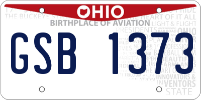 OH license plate GSB1373