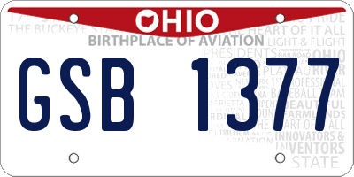 OH license plate GSB1377