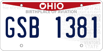 OH license plate GSB1381