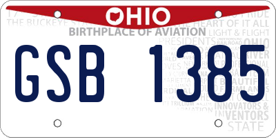 OH license plate GSB1385