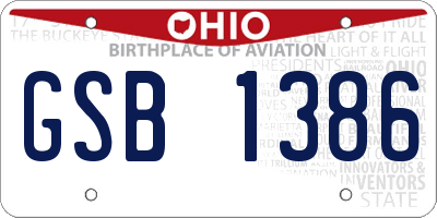 OH license plate GSB1386