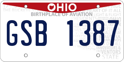 OH license plate GSB1387