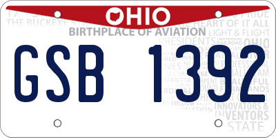 OH license plate GSB1392