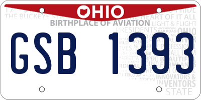 OH license plate GSB1393