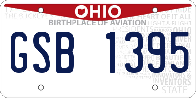 OH license plate GSB1395