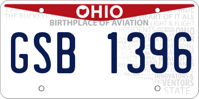 OH license plate GSB1396