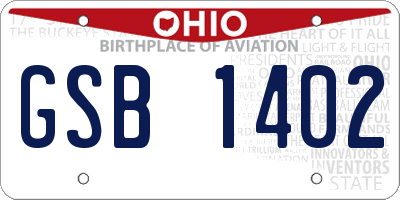 OH license plate GSB1402