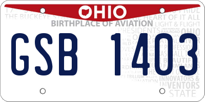 OH license plate GSB1403