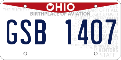 OH license plate GSB1407