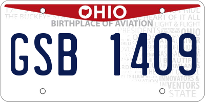 OH license plate GSB1409