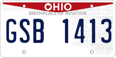 OH license plate GSB1413