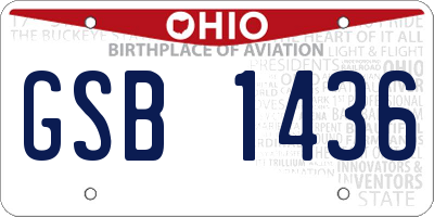 OH license plate GSB1436