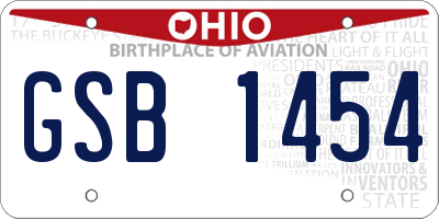 OH license plate GSB1454