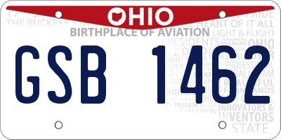 OH license plate GSB1462