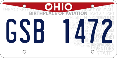 OH license plate GSB1472