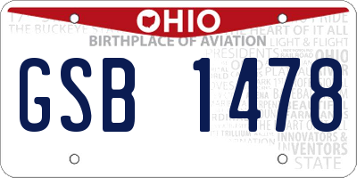 OH license plate GSB1478