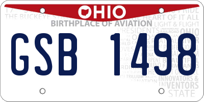 OH license plate GSB1498