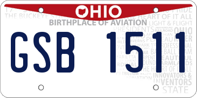 OH license plate GSB1511