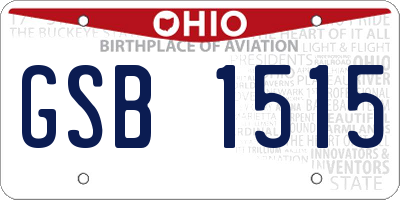 OH license plate GSB1515
