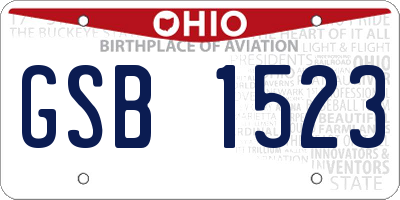 OH license plate GSB1523