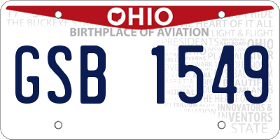OH license plate GSB1549