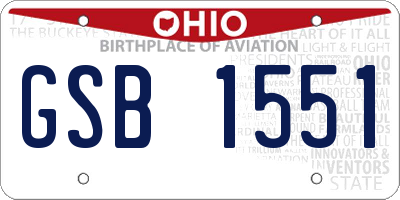 OH license plate GSB1551