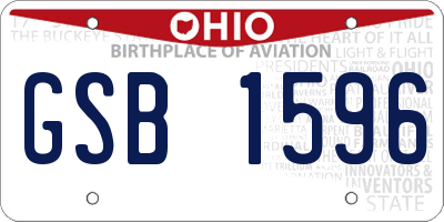 OH license plate GSB1596