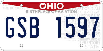 OH license plate GSB1597