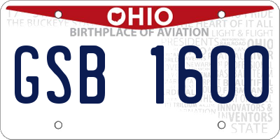 OH license plate GSB1600