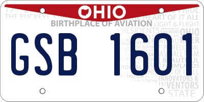 OH license plate GSB1601