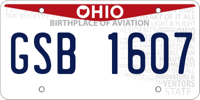 OH license plate GSB1607