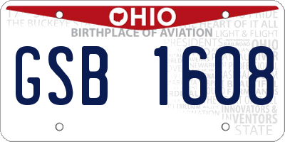 OH license plate GSB1608