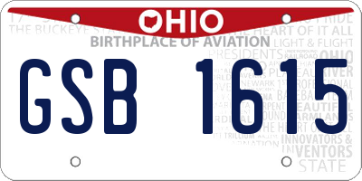 OH license plate GSB1615