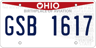 OH license plate GSB1617