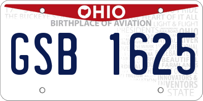 OH license plate GSB1625