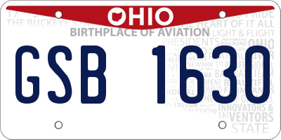 OH license plate GSB1630
