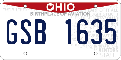 OH license plate GSB1635