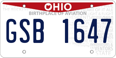 OH license plate GSB1647