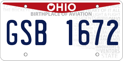 OH license plate GSB1672