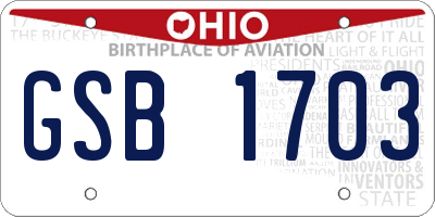 OH license plate GSB1703