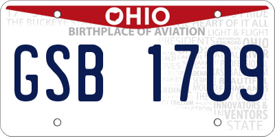 OH license plate GSB1709