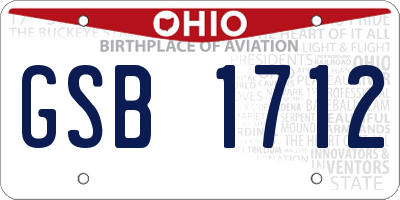 OH license plate GSB1712