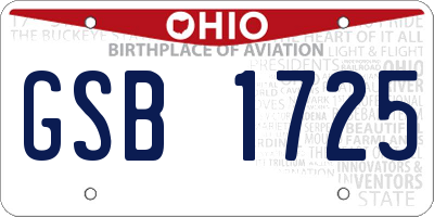OH license plate GSB1725